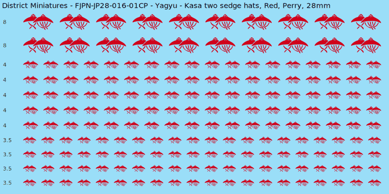 Yagyu clan mon, Red waterslide decal sheet, Perry banner sizes, 28mm