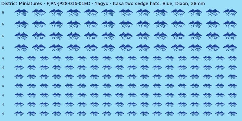 Yagyu clan mon, Blue waterslide decal sheet, Dixon banner sizes, 28mm