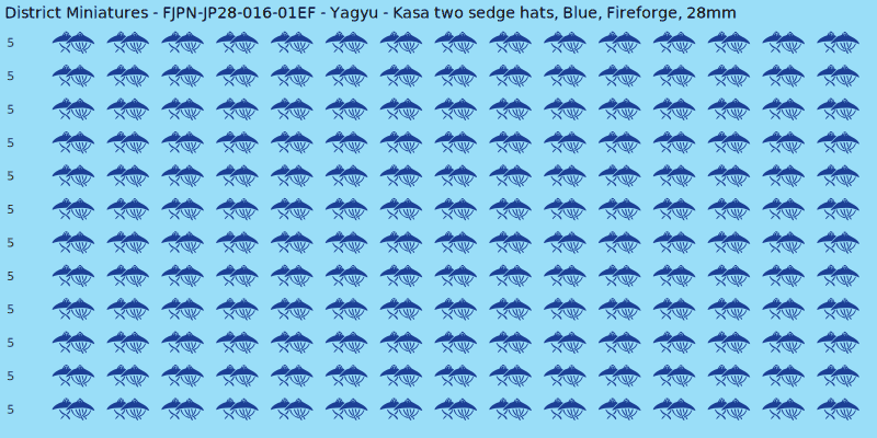 Yagyu clan mon, Blue waterslide decal sheet, Fireforge banner sizes, 28mm