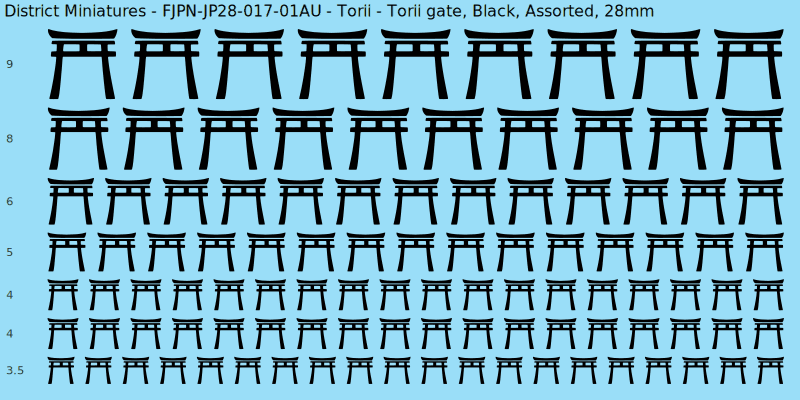 Torii clan mon, Torii gate, Black waterslide decal sheet, 28mm