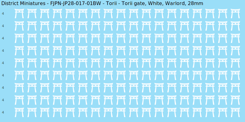Torii clan mon, White waterslide decal sheet, Warlord banner sizes, 28mm
