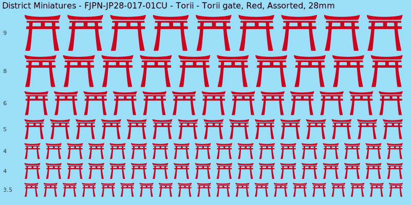 Torii clan mon, Torii gate, Red waterslide decal sheet, 28mm