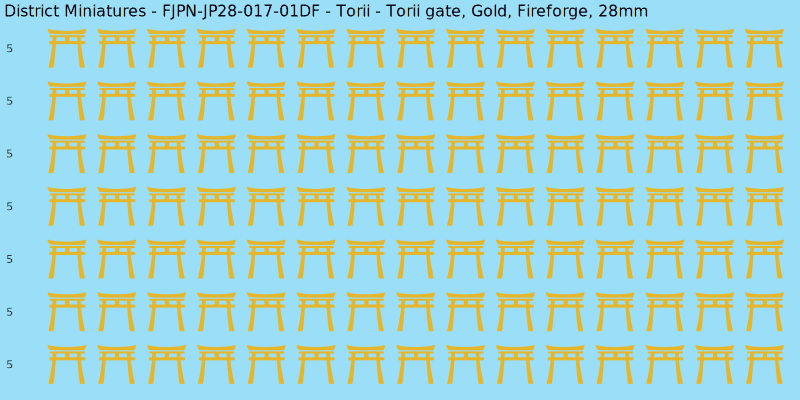 Torii clan mon, Yellow/Gold waterslide decal sheet, Fireforge banner sizes, 28mm
