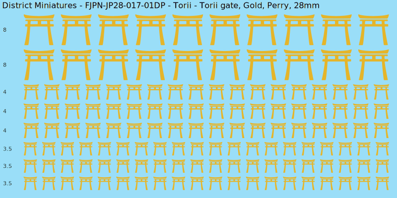 Torii clan mon, Yellow/Gold waterslide decal sheet, Perry banner sizes, 28mm