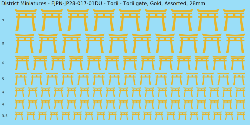 Torii clan mon, Yellow/Gold waterslide decal sheet, Assorted banner sizes, 28mm