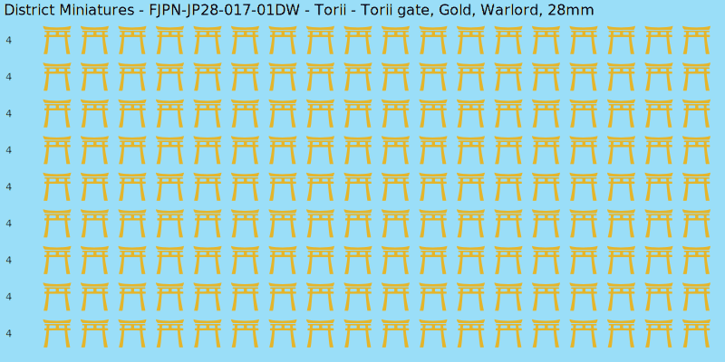 Torii clan mon, Yellow/Gold waterslide decal sheet, Warlord banner sizes, 28mm