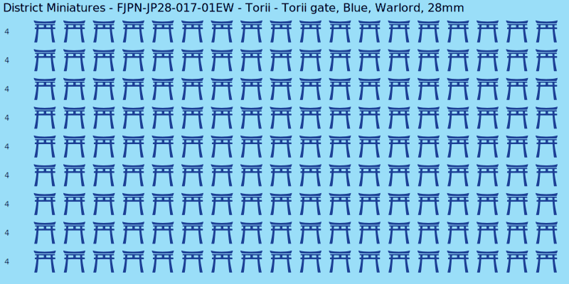 Torii clan mon, Blue waterslide decal sheet, Warlord banner sizes, 28mm