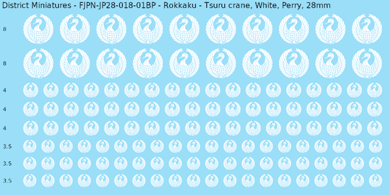 Rokkaku clan mon, White waterslide decal sheet, Perry banner sizes, 28mm