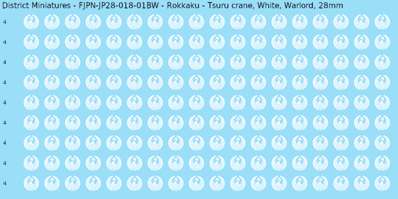 Rokkaku clan mon, White waterslide decal sheet, Warlord banner sizes, 28mm