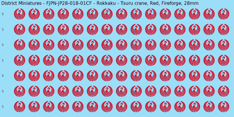 Rokkaku clan mon, Red waterslide decal sheet, Fireforge banner sizes, 28mm
