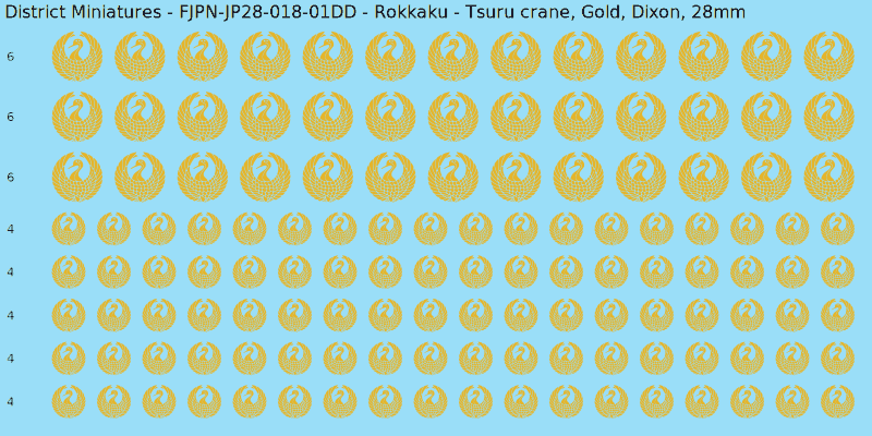 Rokkaku clan mon, Yellow/Gold waterslide decal sheet, Dixon banner sizes, 28mm