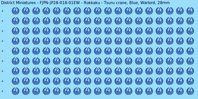 Rokkaku clan mon, Blue waterslide decal sheet, Warlord banner sizes, 28mm