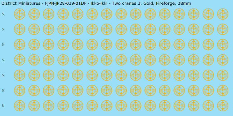 Ikko-Ikki clan mon, Yellow/Gold waterslide decal sheet, Fireforge banner sizes, 28mm