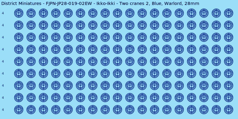 Ikko-Ikki clan mon, Blue waterslide decal sheet, Warlord banner sizes, 28mm