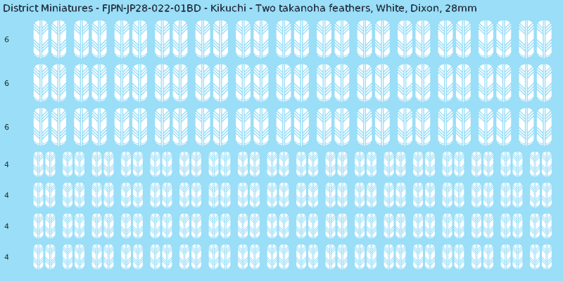 Kikuchi clan mon, White waterslide decal sheet, Dixon banner sizes, 28mm