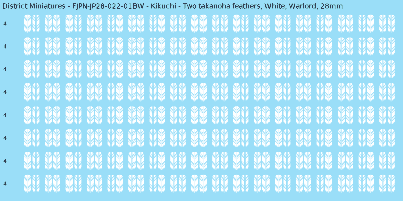 Kikuchi clan mon, White waterslide decal sheet, Warlord banner sizes, 28mm