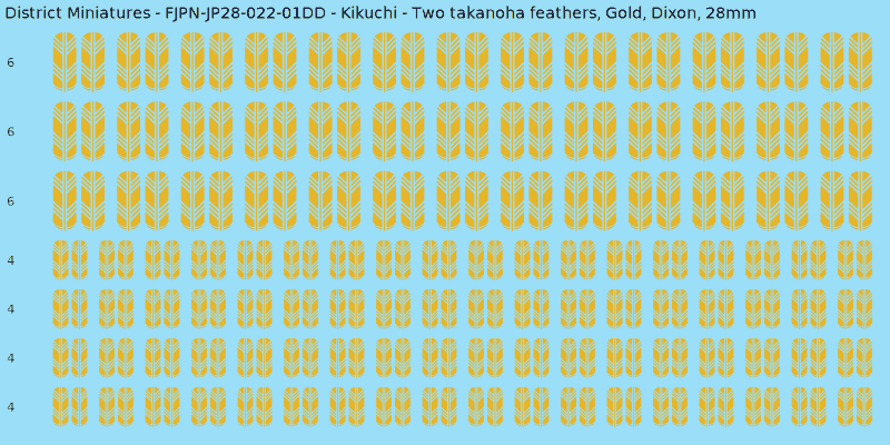 Kikuchi clan mon, Yellow/Gold waterslide decal sheet, Dixon banner sizes, 28mm