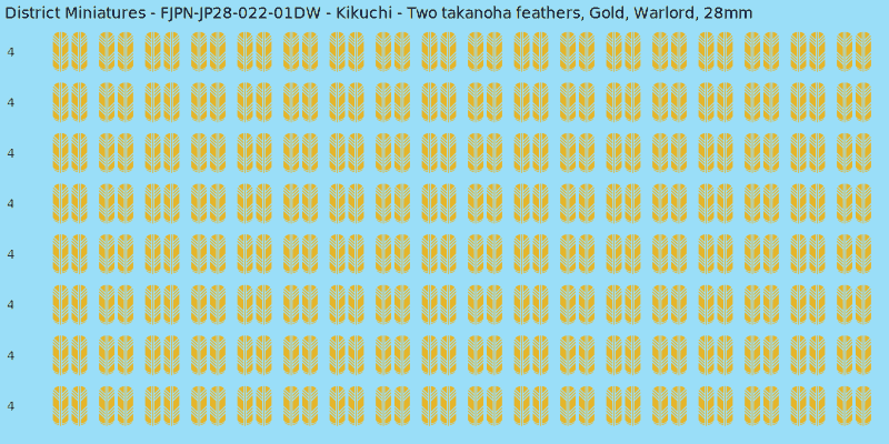 Kikuchi clan mon, Yellow/Gold waterslide decal sheet, Warlord banner sizes, 28mm