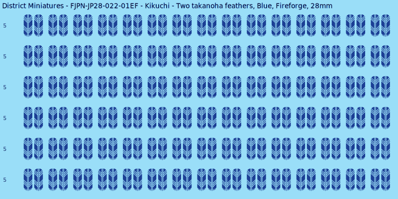 Kikuchi clan mon, Blue waterslide decal sheet, Fireforge banner sizes, 28mm