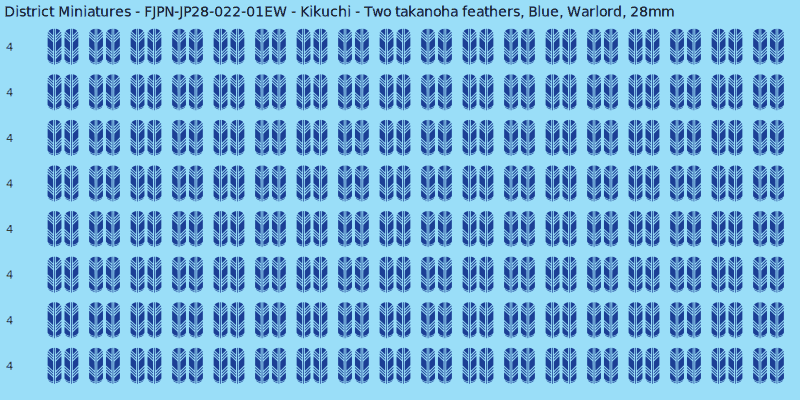 Kikuchi clan mon, Blue waterslide decal sheet, Warlord banner sizes, 28mm
