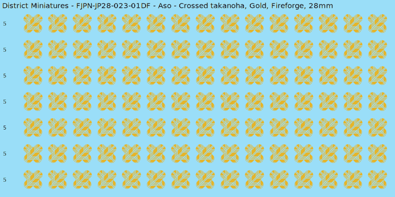Aso clan mon, Yellow/Gold waterslide decal sheet, Fireforge banner sizes, 28mm