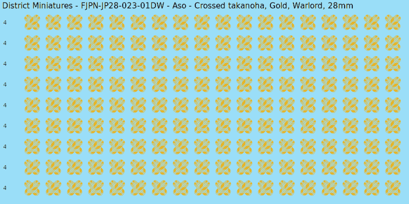 Aso clan mon, Yellow/Gold waterslide decal sheet, Warlord banner sizes, 28mm
