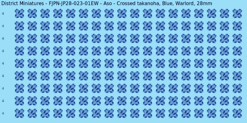Aso clan mon, Blue waterslide decal sheet, Warlord banner sizes, 28mm