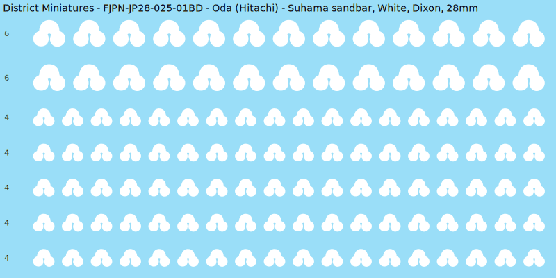 Oda (Hitachi) clan mon, White waterslide decal sheet, Dixon banner sizes, 28mm