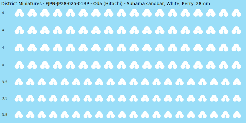 Oda (Hitachi) clan mon, White waterslide decal sheet, Perry banner sizes, 28mm