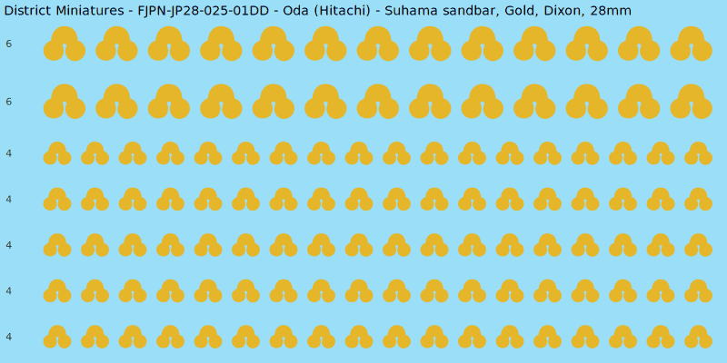 Oda (Hitachi) clan mon, Yellow/Gold waterslide decal sheet, Dixon banner sizes, 28mm