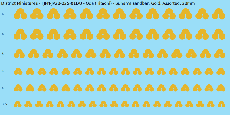 Oda (Hitachi) clan mon, Suhama sandbar, Gold waterslide decal sheet, 28mm