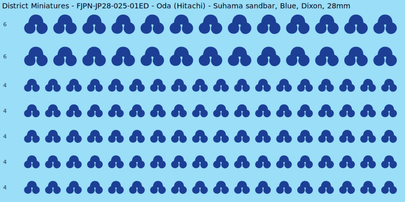 Oda (Hitachi) clan mon, Blue waterslide decal sheet, Dixon banner sizes, 28mm