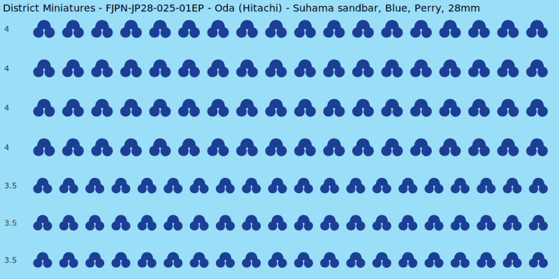Oda (Hitachi) clan mon, Blue waterslide decal sheet, Perry banner sizes, 28mm
