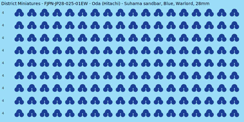 Oda (Hitachi) clan mon, Blue waterslide decal sheet, Warlord banner sizes, 28mm