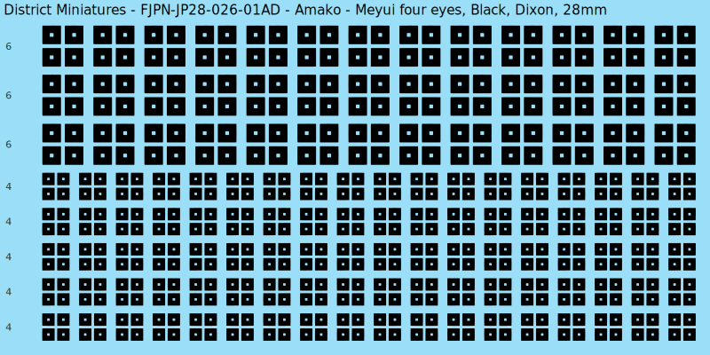 Amako clan mon, Black waterslide decal sheet, Dixon banner sizes, 28mm