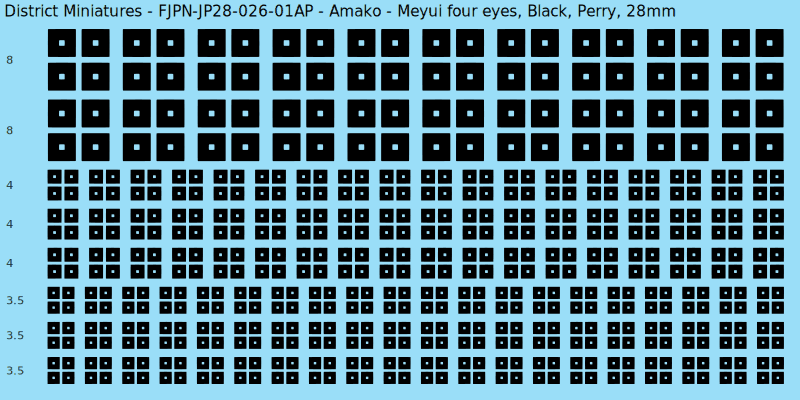 Amako clan mon, Black waterslide decal sheet, Perry banner sizes, 28mm