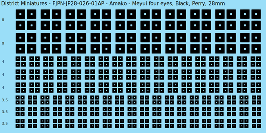 Amako clan mon, Black waterslide decal sheet, Perry banner sizes, 28mm