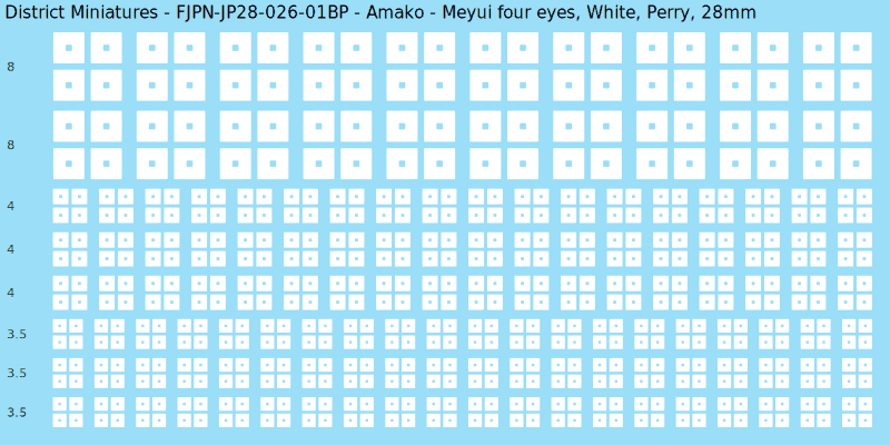 Amako clan mon, White waterslide decal sheet, Perry banner sizes, 28mm