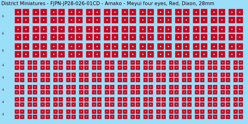 Amako clan mon, Red waterslide decal sheet, Dixon banner sizes, 28mm