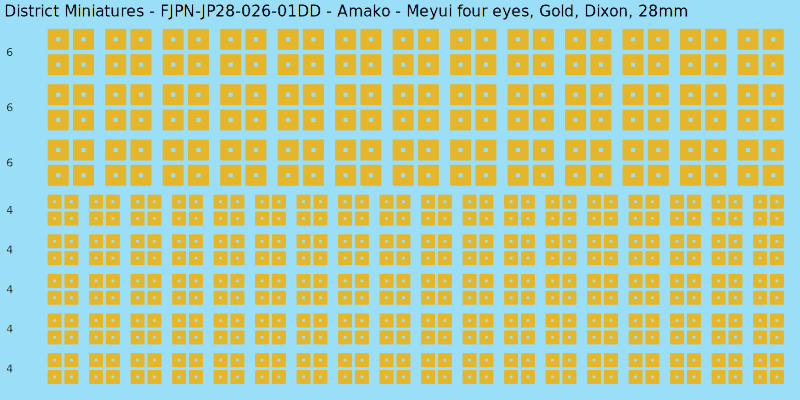 Amako clan mon, Yellow/Gold waterslide decal sheet, Dixon banner sizes, 28mm