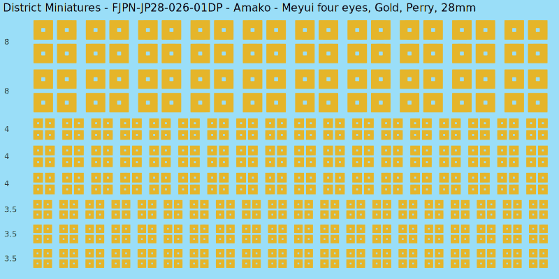 Amako clan mon, Yellow/Gold waterslide decal sheet, Perry banner sizes, 28mm