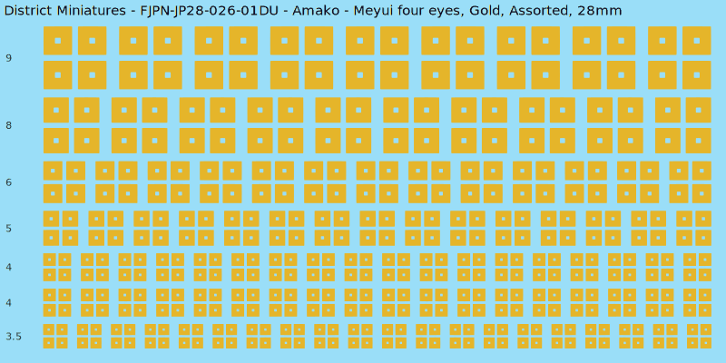 Amako clan mon, Yellow/Gold waterslide decal sheet, Assorted banner sizes, 28mm
