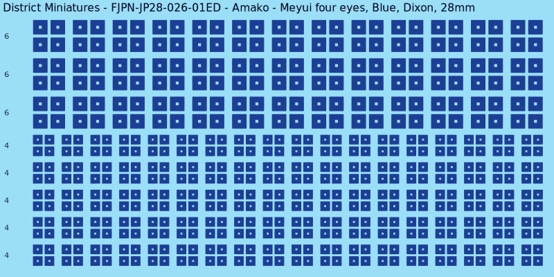 Amako clan mon, Blue waterslide decal sheet, Dixon banner sizes, 28mm