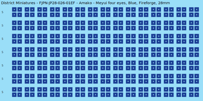 Amako clan mon, Blue waterslide decal sheet, Fireforge banner sizes, 28mm