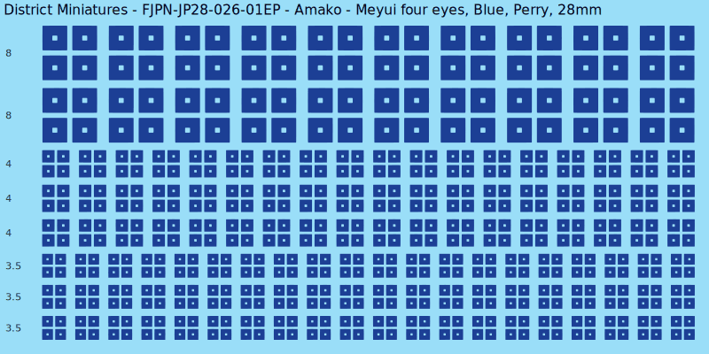 Amako clan mon, Blue waterslide decal sheet, Perry banner sizes, 28mm