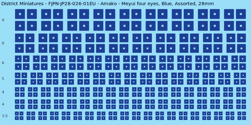 Amako clan mon, Blue waterslide decal sheet, Assorted banner sizes, 28mm