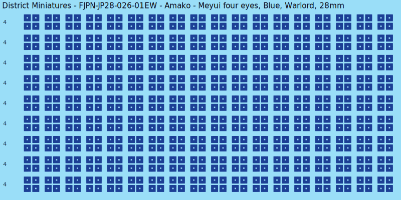 Amako clan mon, Blue waterslide decal sheet, Warlord banner sizes, 28mm