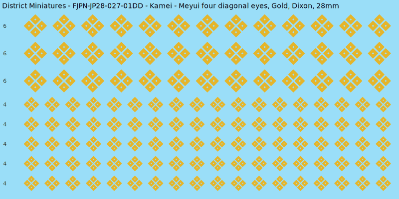 Kamei clan mon, Yellow/Gold waterslide decal sheet, Dixon banner sizes, 28mm