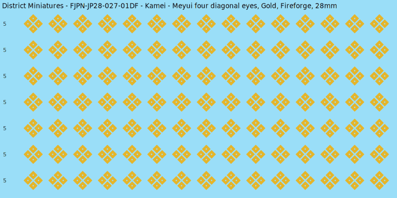 Kamei clan mon, Yellow/Gold waterslide decal sheet, Fireforge banner sizes, 28mm