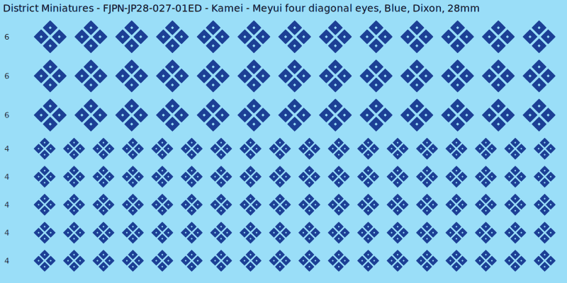 Kamei clan mon, Blue waterslide decal sheet, Dixon banner sizes, 28mm